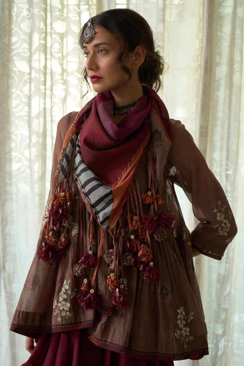 Tavi Scarf chanderi scarves & stoles by SWATTI KAPOOR in multi-color for women Worldwide