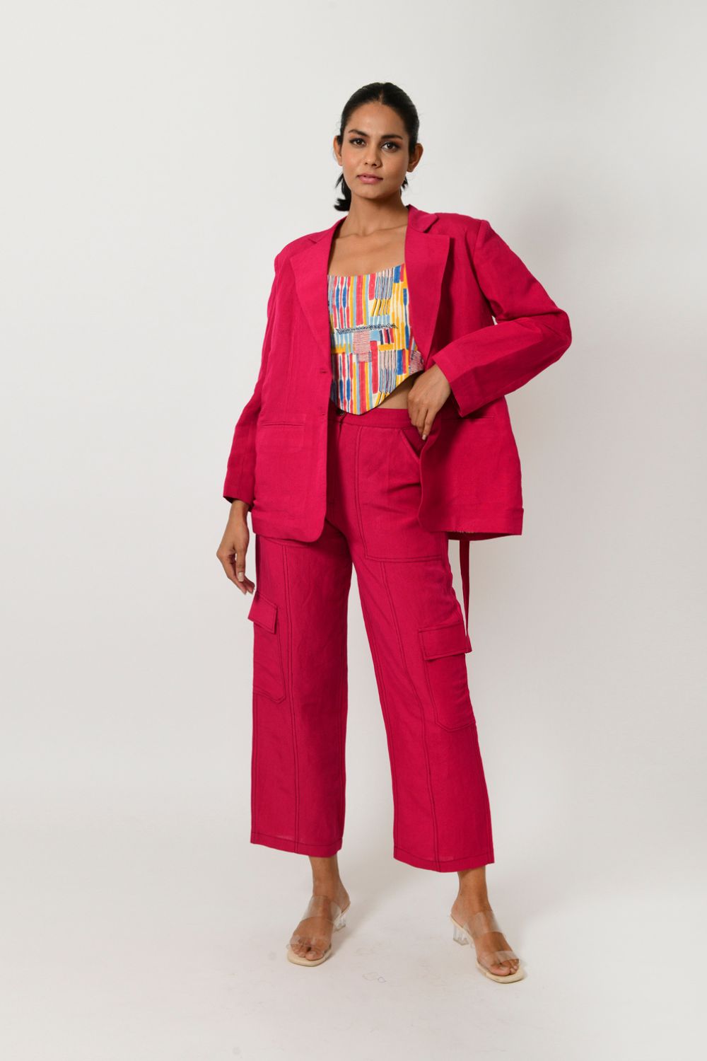 VIVA MAGENTA LINEN BLAZER CO -ORD