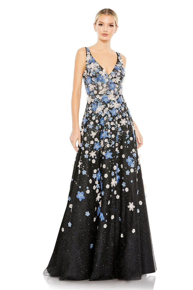 MD-A11169 Embroidered Flared Gown-Black by Mac Duggal in black color for women Worldwide