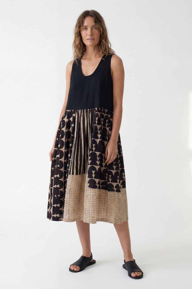 The Erica Dress cotton by World of Crow in black color for women Worldwide