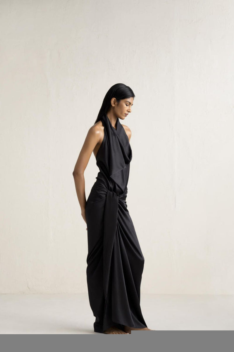 DONNA SARONG SKIRT SET silk by Ituvana in black color for women Worldwide