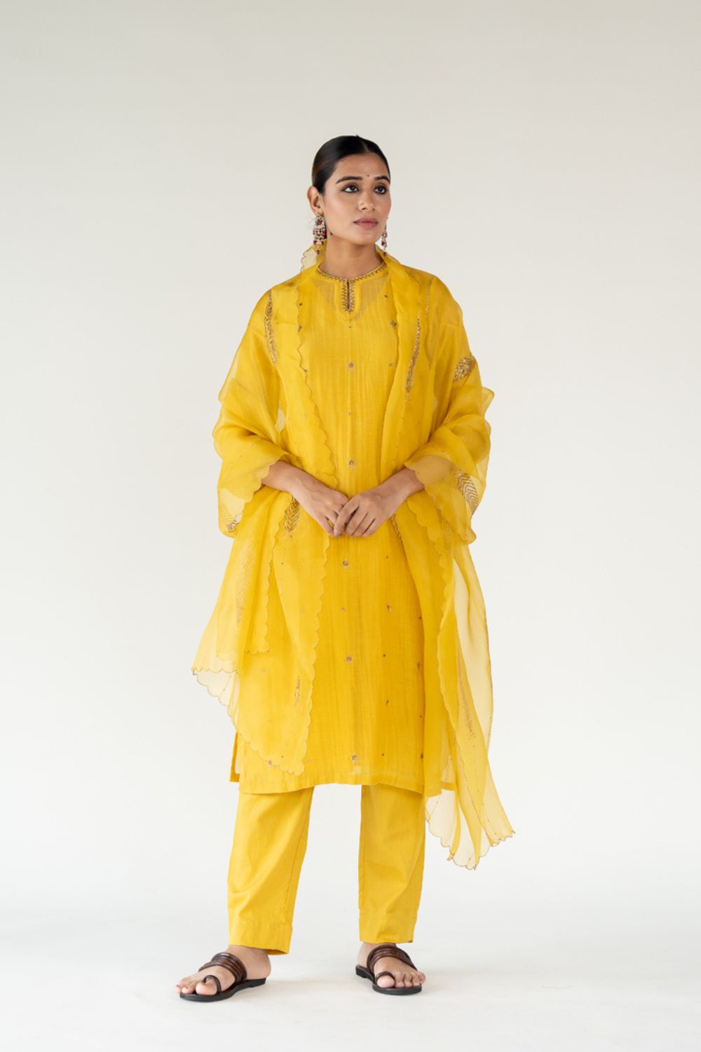 Chaand Kurta Set 
with Shama Odhani-Mustard