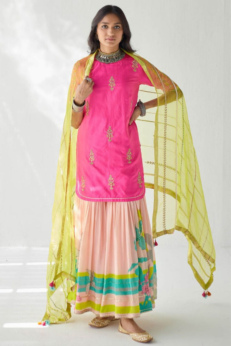 HOT PINK ORCHID GHARARA SET Kurta Sets by Rajiramniq for women Worldwide