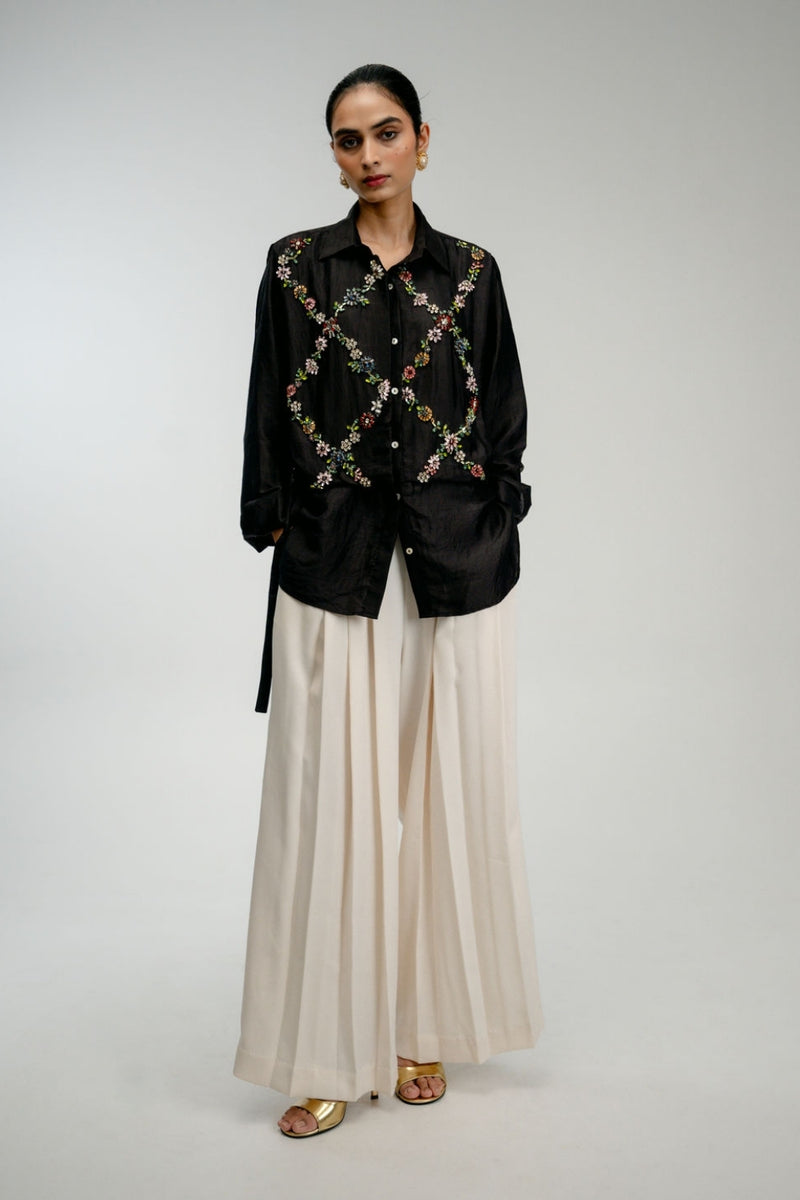 Wild Garden Shirt mulberry silk top/shirt by Ode to Odd in black for women Worldwide