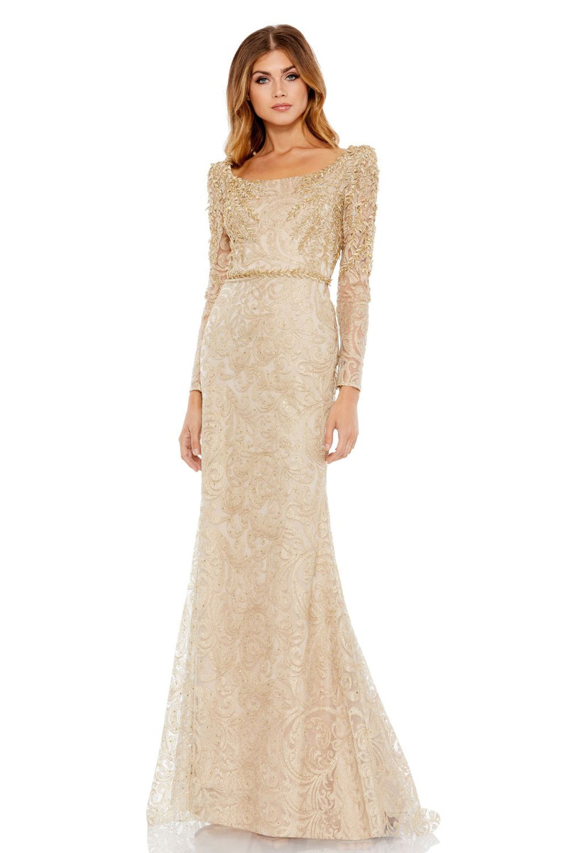 MD-11187 Mermaid Long Gown-Gold by Mac Duggal in gold color for women Worldwide