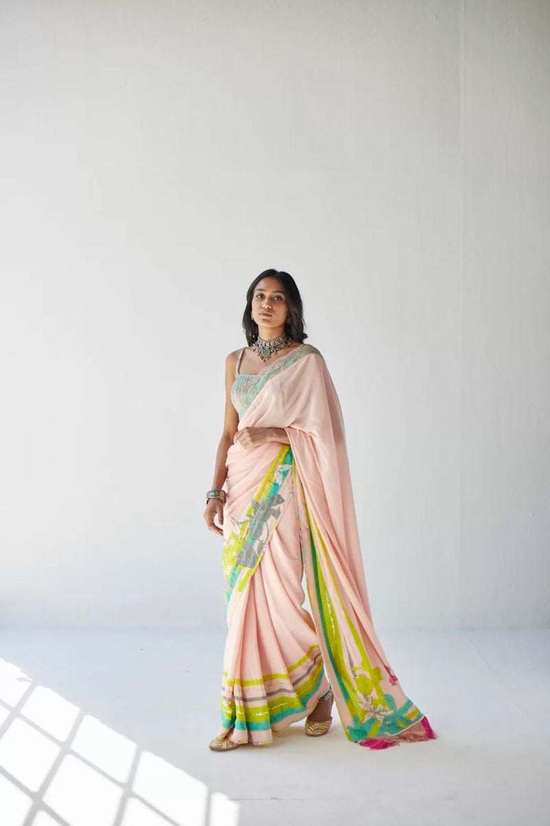 NUDE PINK ORCHID SARI Sarees by Rajiramniq for women Worldwide