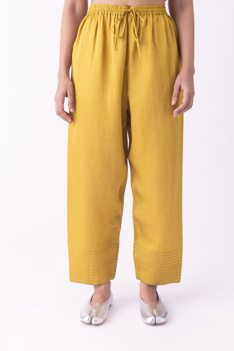 Peet-Pyjama linen viscose pyjama/salwar by Shades of India in mustard for women Worldwide
