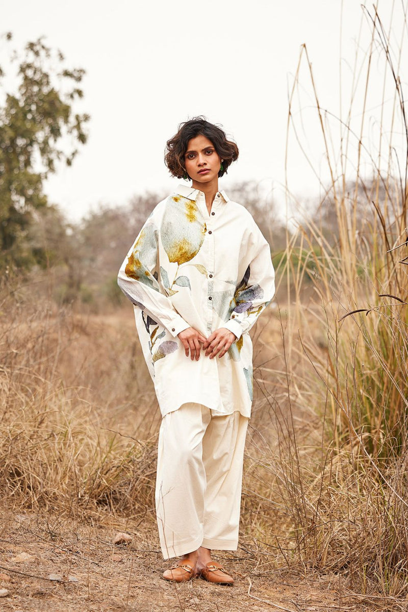Shuchi Salwar pants cotton by Khara Kapas in white for women Worldwide