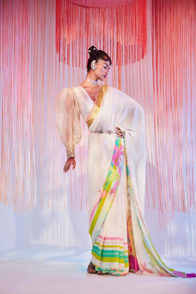 IVORY ORCHID SARI Sarees by Rajiramniq for women Worldwide