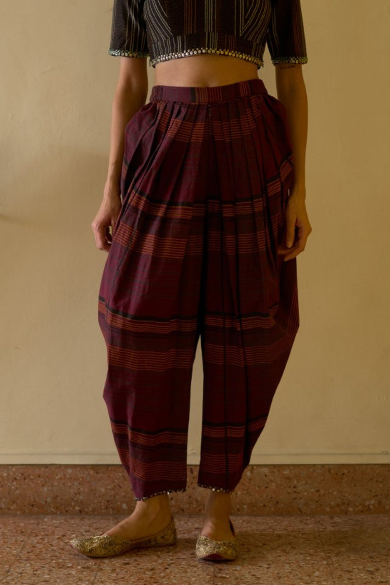 Kumud Pant cotton pyjama/salwar by SWATTI KAPOOR in maroon for women Worldwide