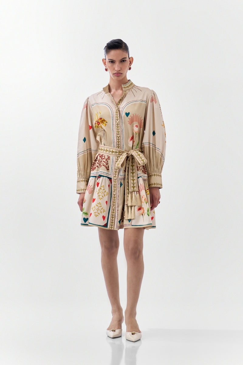 Celia Mini-Postcards And Petals cotton dress by NOIB in multi-color for women Worldwide