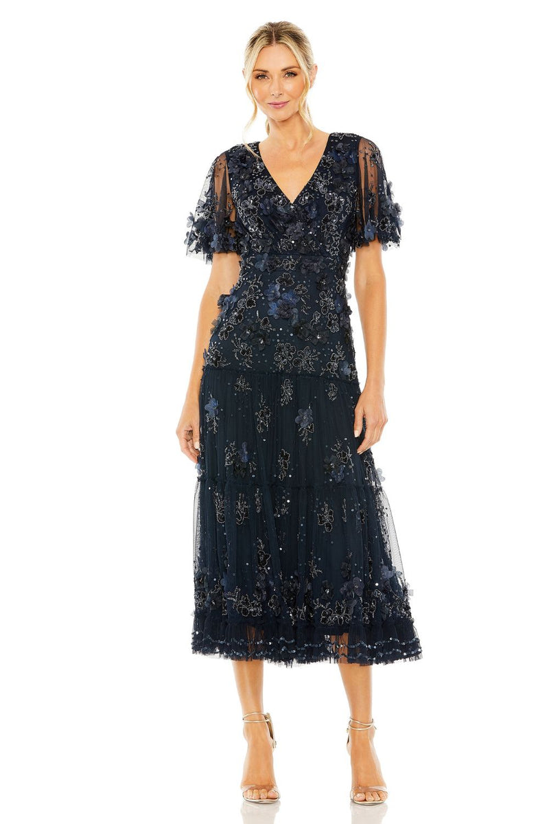 MD-9207 Midi Dress-Blue by Mac Duggal in blue color for women Worldwide