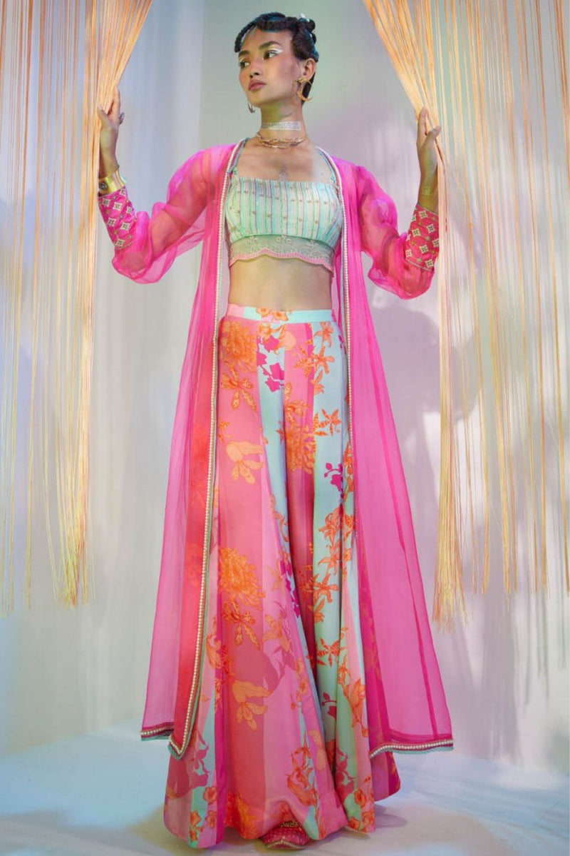 HOT PINK ORCHID JACKET SET Indo-Western Wear by Rajiramniq for women Worldwide