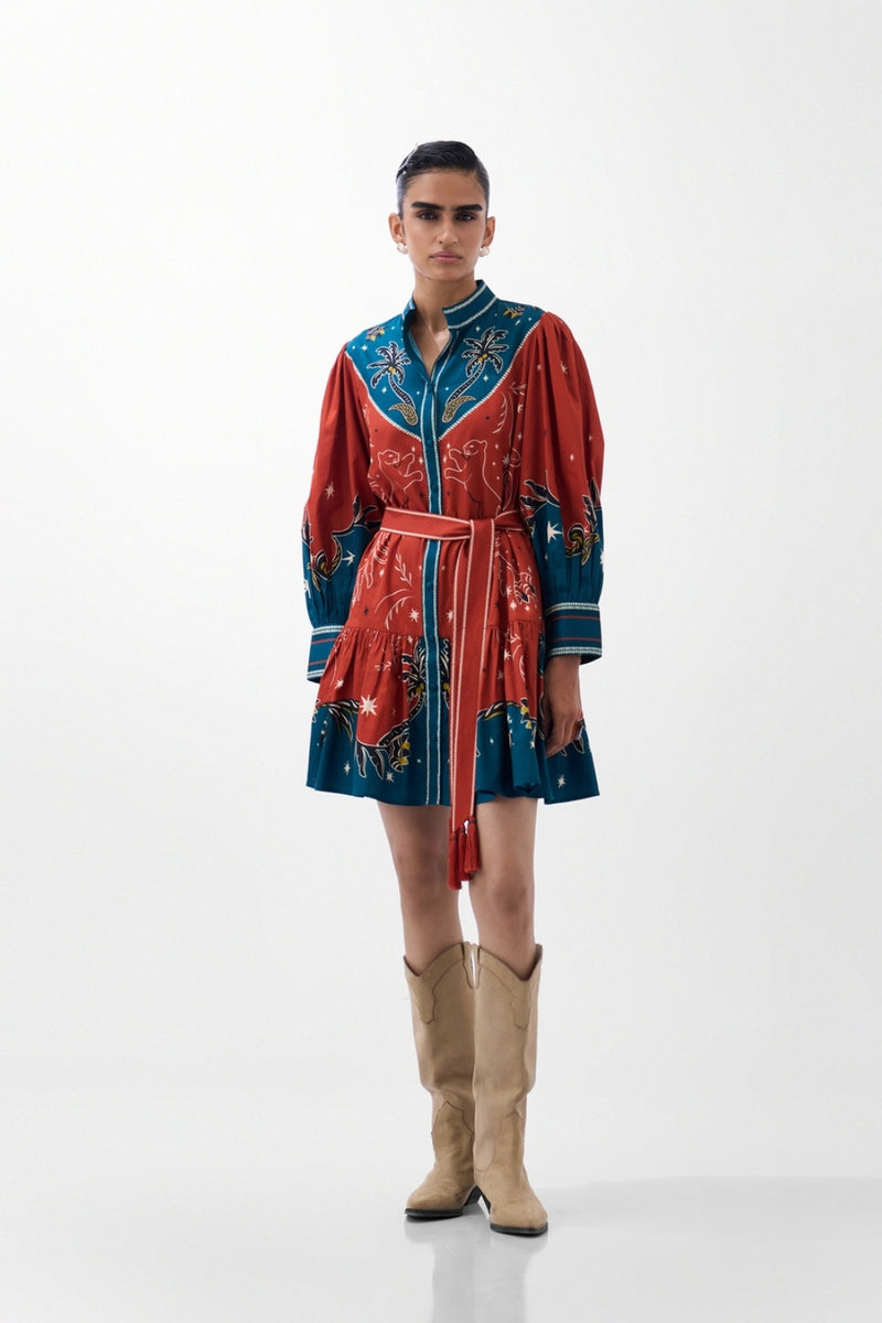 Celia Mini-Nocturnal Jungle cotton dress by NOIB in multi-color for women Worldwide
