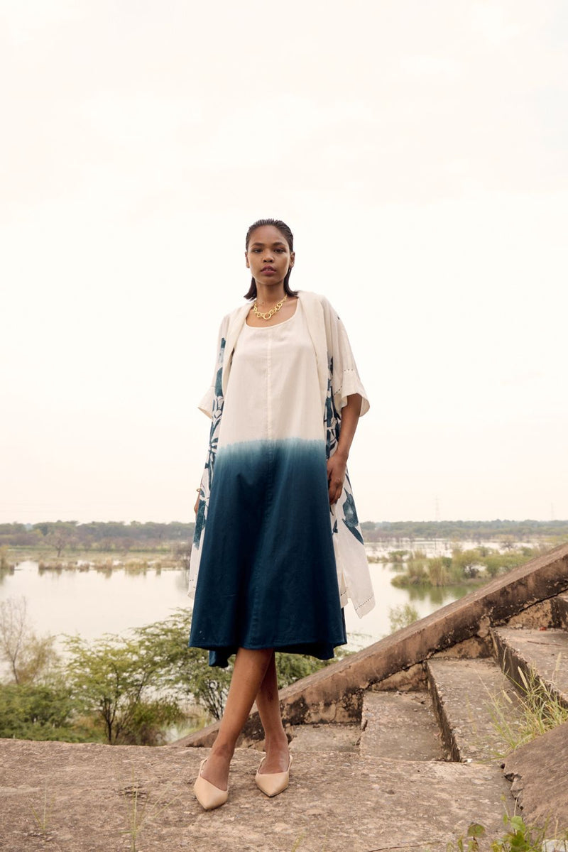 Bower bird co-ord set cotton by Khara Kapas in blue for women Worldwide