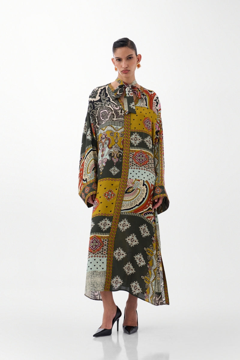 Adah Kaftan-Mosaic viscose kaftan by NOIB in multi-color for women Worldwide