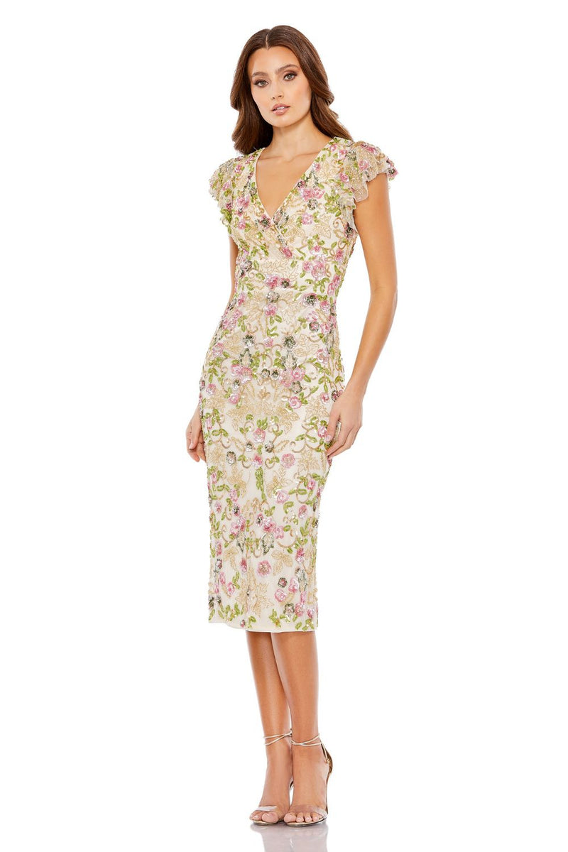 MD-5722 Midi Dress-Off White by Mac Duggal in white color for women Worldwide