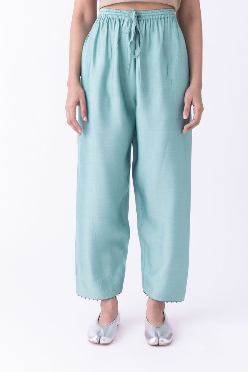 Mati-Pyjama linen blend pyjama/salwar by Shades of India in teal for women Worldwide