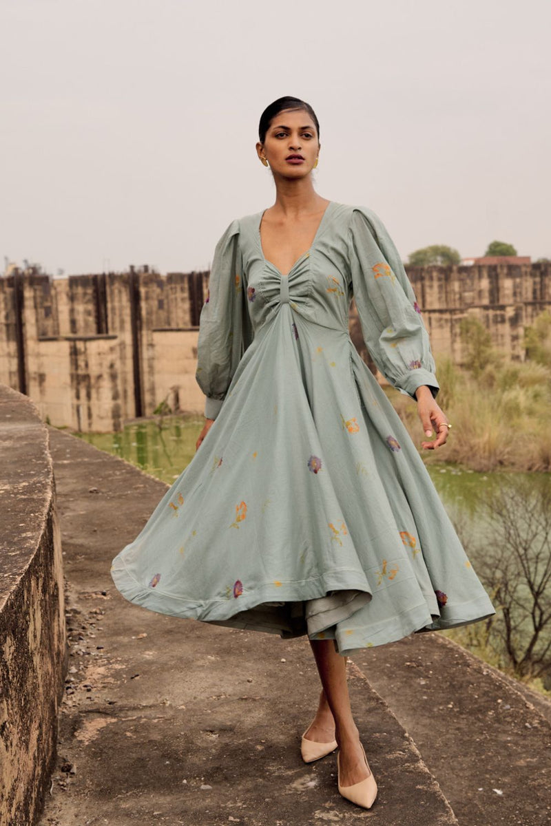 Pepla dress cotton by Khara Kapas in blue for women Worldwide