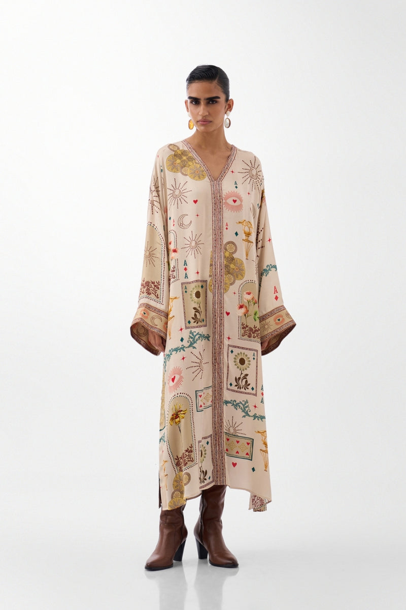 Adah Kaftan-Postcards And Petals viscose kaftan by NOIB in multi-color for women Worldwide