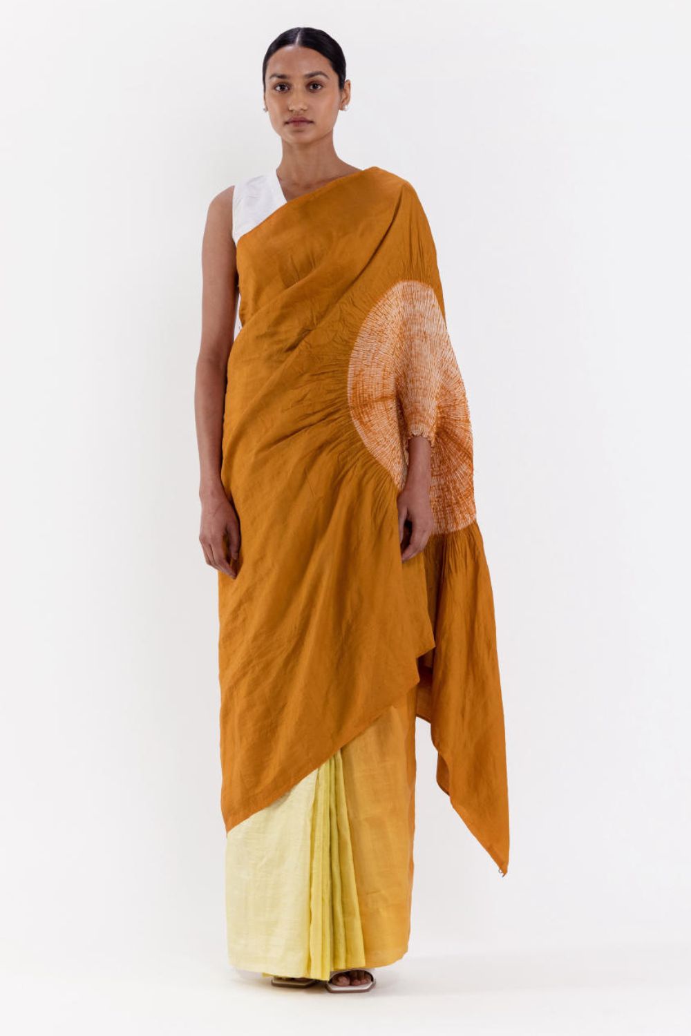 THE HANDSFREE SAREE - MUSTARD OMBRE