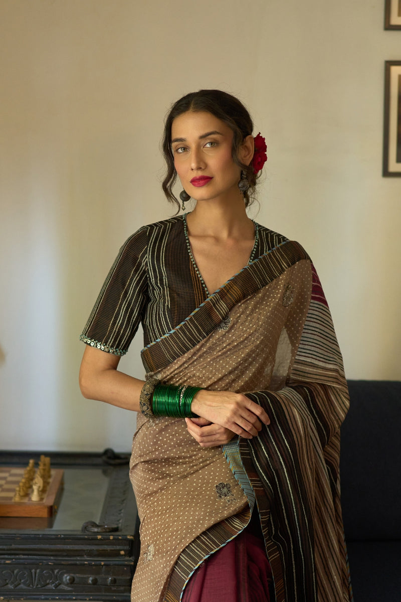 Naina Blouse chanderi blouse by SWATTI KAPOOR in black for women Worldwide