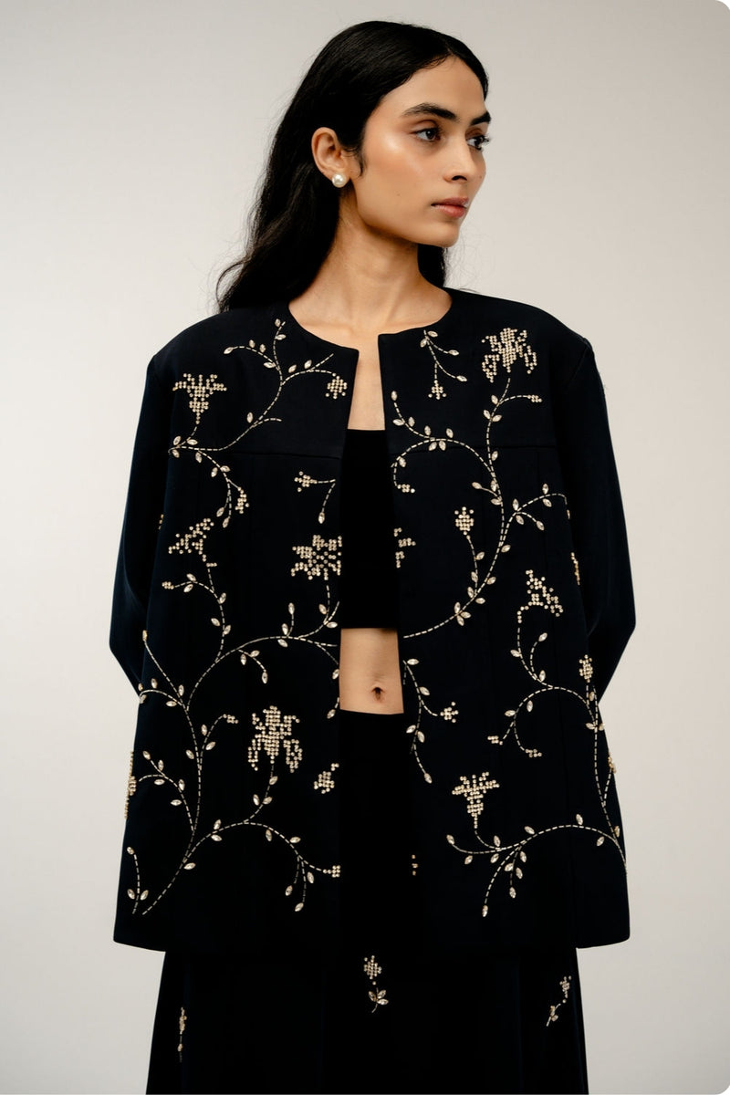 Old Pages Jacket japanese crepe jacket/overlay by Ode to Odd in navy blue for women Worldwide