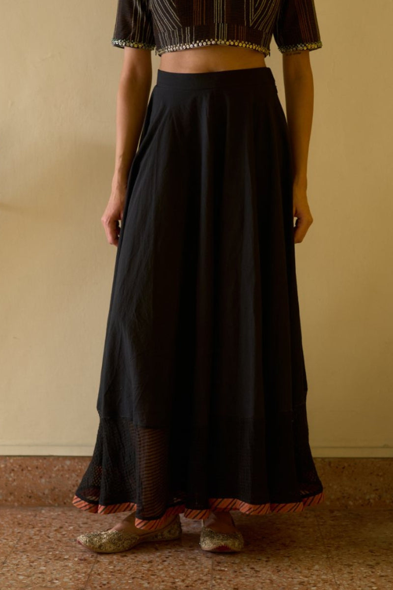 Kavita Pant silk organza pyjama/salwar by SWATTI KAPOOR in black for women Worldwide