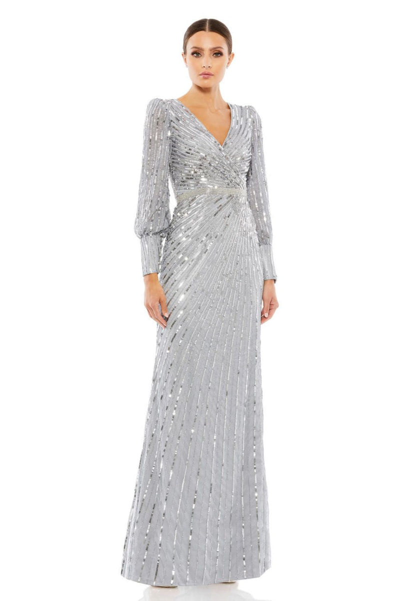 MD-5501 Long Gown-Grey by Mac Duggal in grey color for women Worldwide