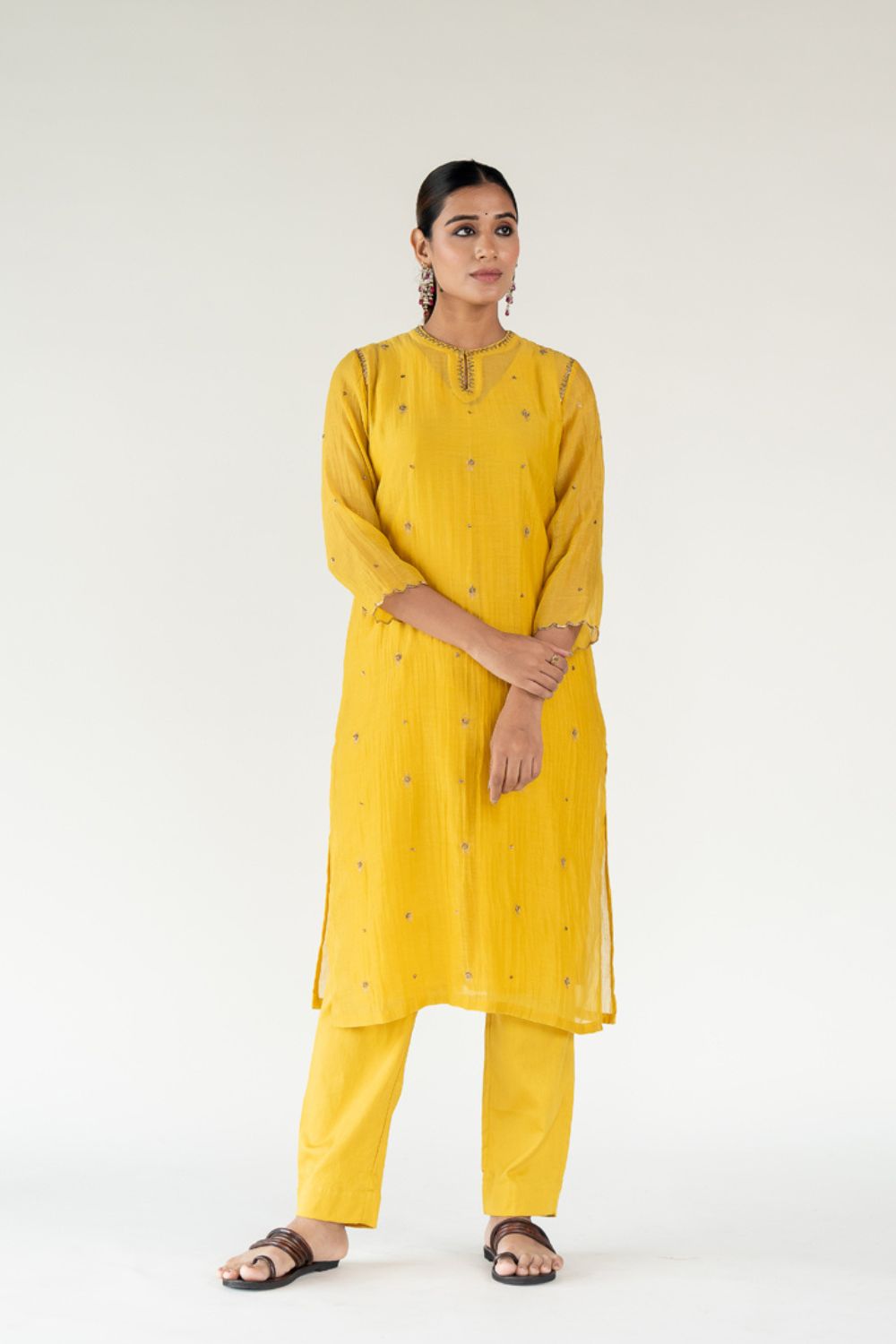 Chaand Kurta Set-Mustard