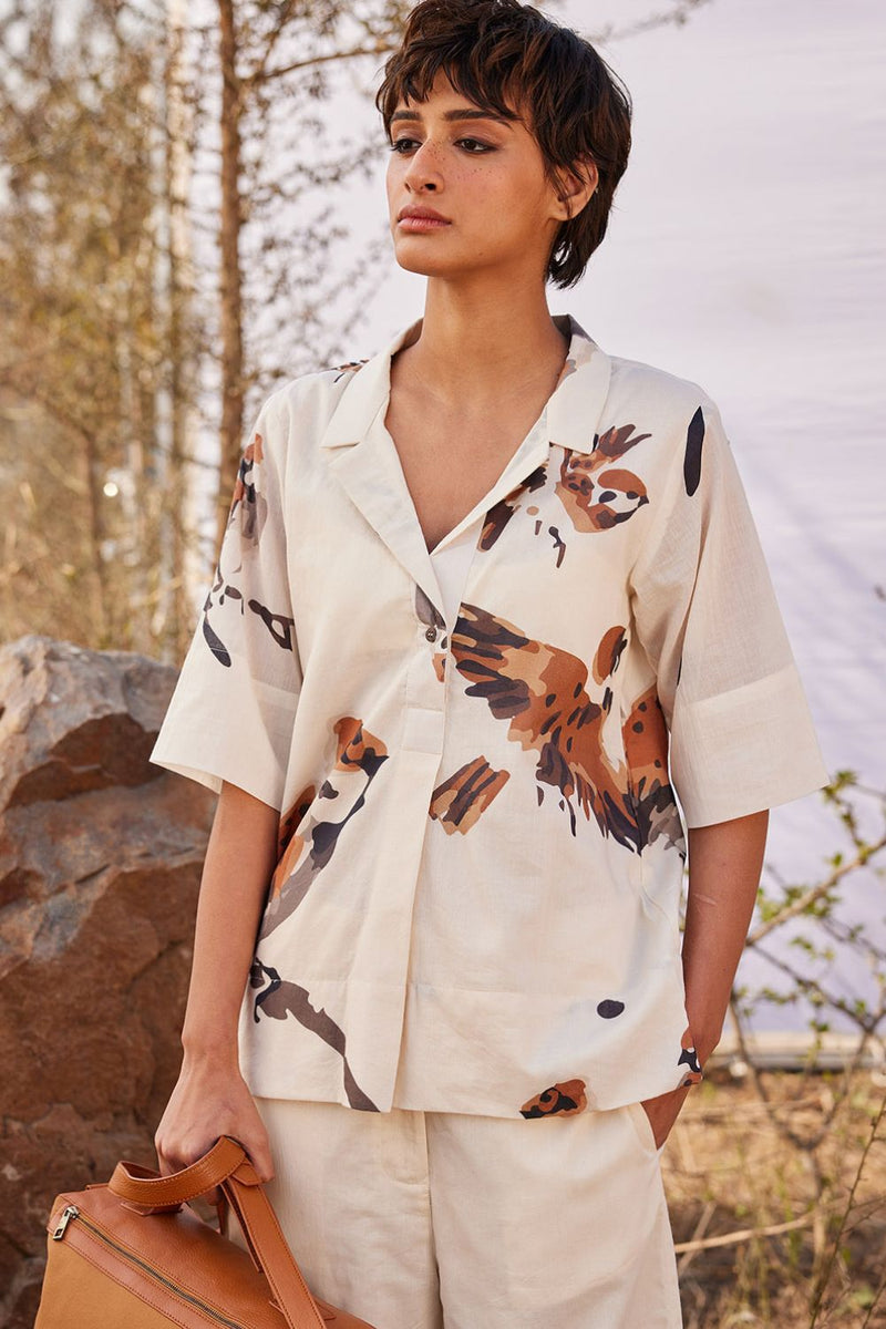 Chidiya Top cotton by Khara Kapas in white for women Worldwide