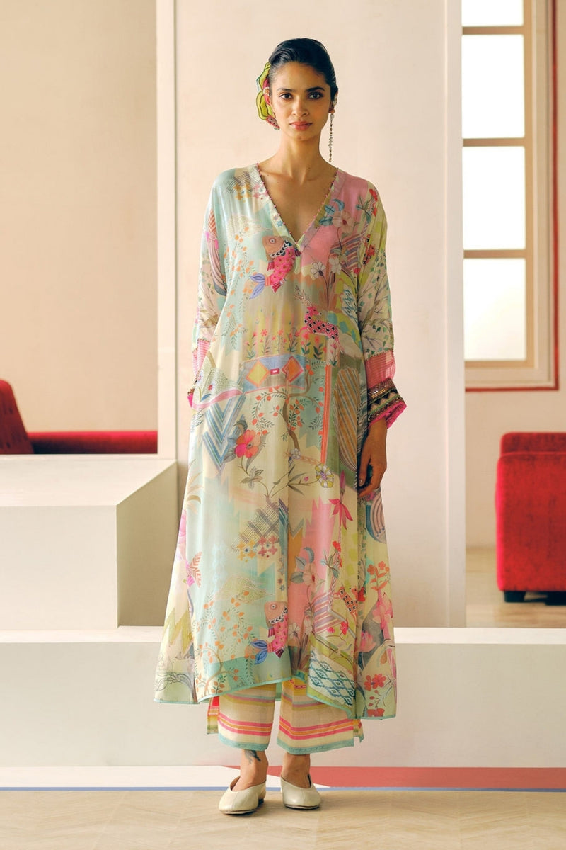Zyra Ivory Gulrang Kaftan Kurta Set