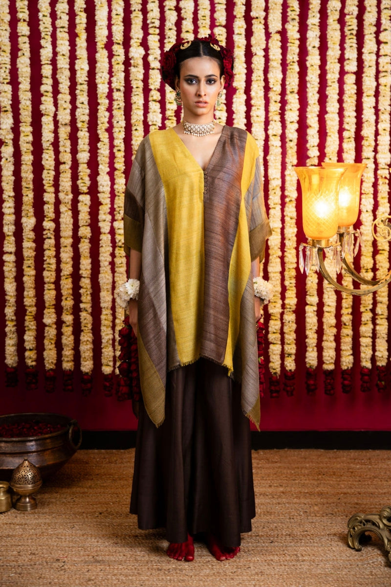 5 Shaded Jute Silk Cape & Split Skirt Set silk kurta/kurta set by Sabo by Sabina in multi-color for women Worldwide