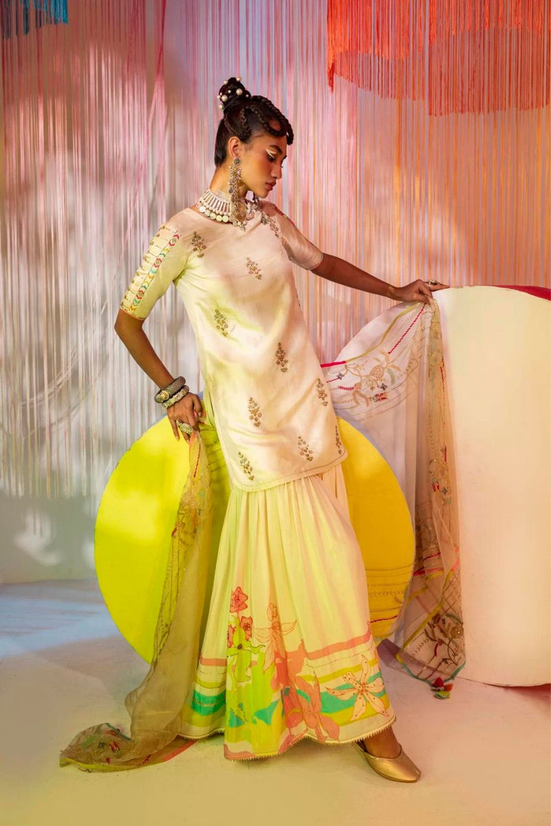 IVORY ORCHID GHARARA SET Kurta Sets by Rajiramniq for women Worldwide