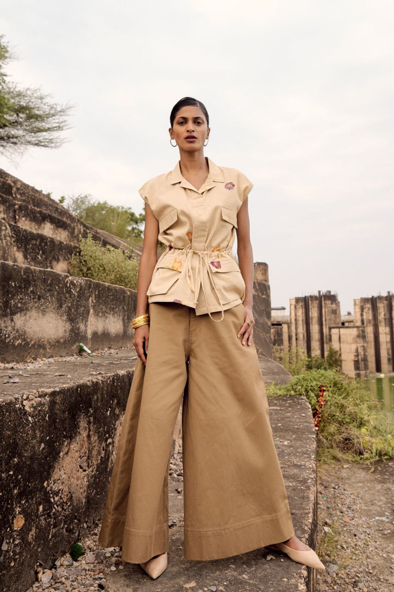 Owlet top cotton by Khara Kapas in beige for women Worldwide