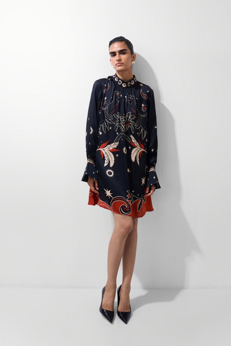 Amber Mini-Nocturnal Jungle viscose dress by NOIB in multi-color for women Worldwide