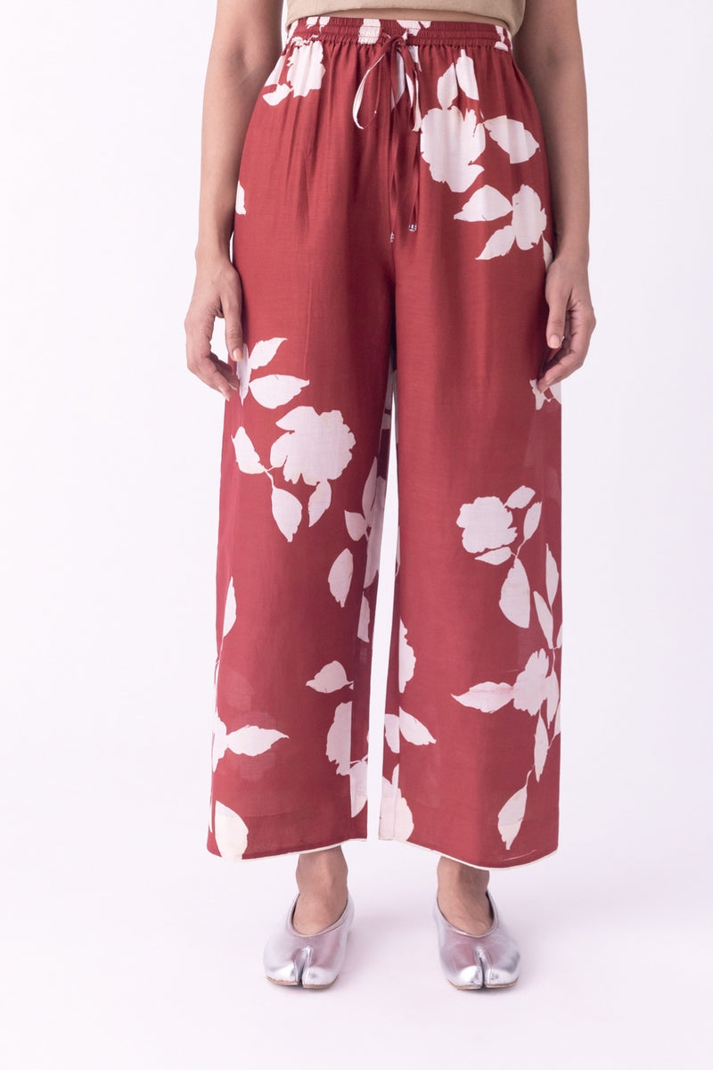 Aavar-Pyjama silk cotton pyjama/salwar by Shades of India in red for women Worldwide
