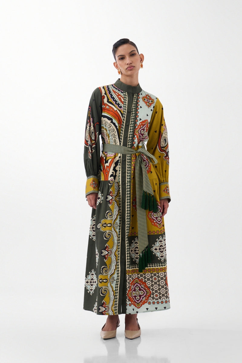 Celia Maxi-Mosaic cotton dress by NOIB in multi-color for women Worldwide