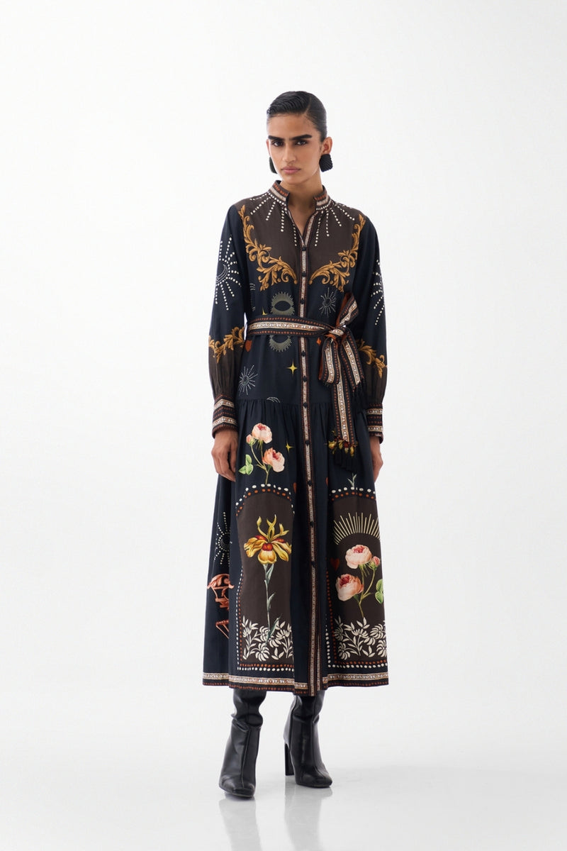 Celia Maxi-Postcards And Petals cotton dress by NOIB in multi-color for women Worldwide