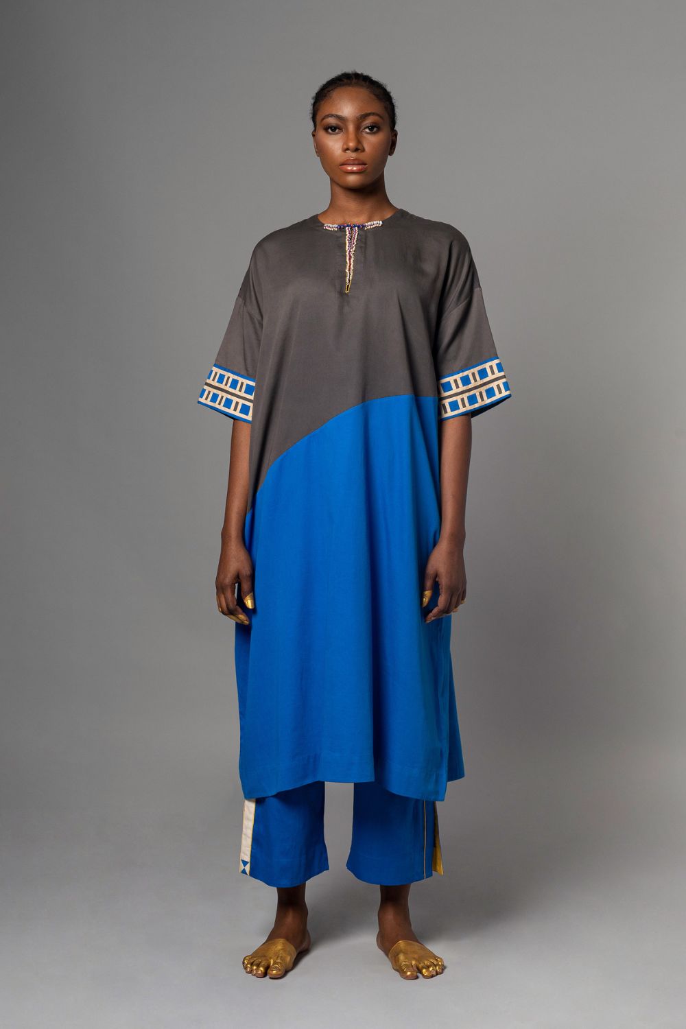 Imani Grey Blue Kaftan