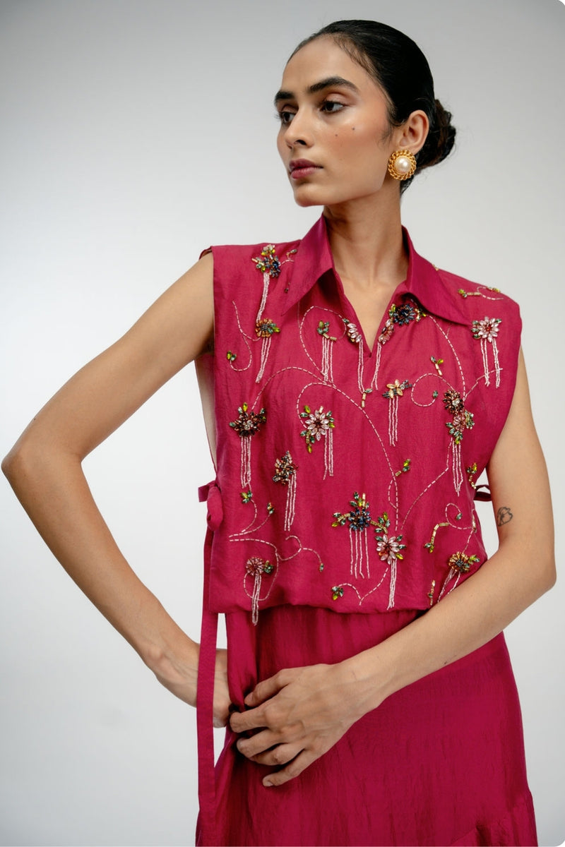 Found Again Bib mulberry silk jacket/overlay by Ode to Odd in pink for women Worldwide