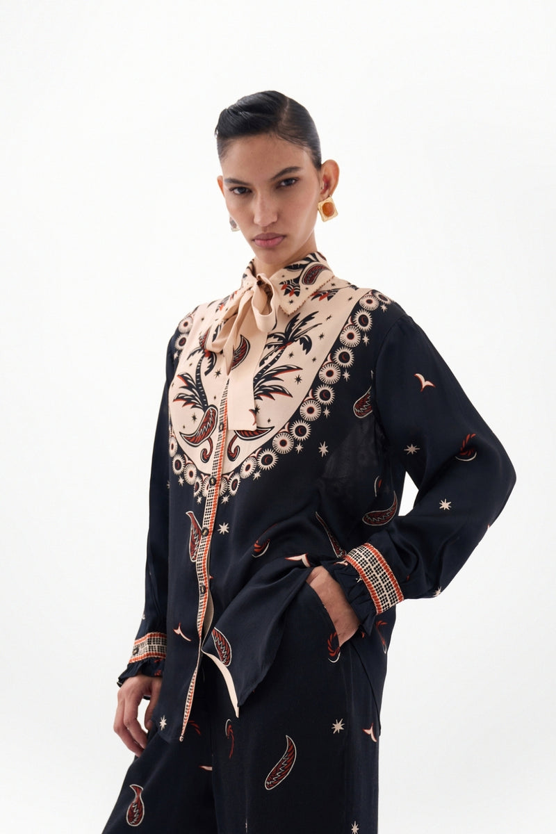 Iris Shirt-Nocturnal Jungle viscose Shirt by NOIB in multi-color for women Worldwide