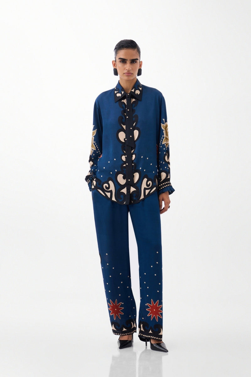 Thais Pants-Old Rose viscose Pants by NOIB in multi-color for women Worldwide