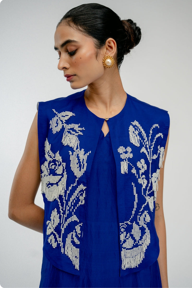 Dear One Bib mulberry silk jacket/overlay by Ode to Odd in blue for women Worldwide