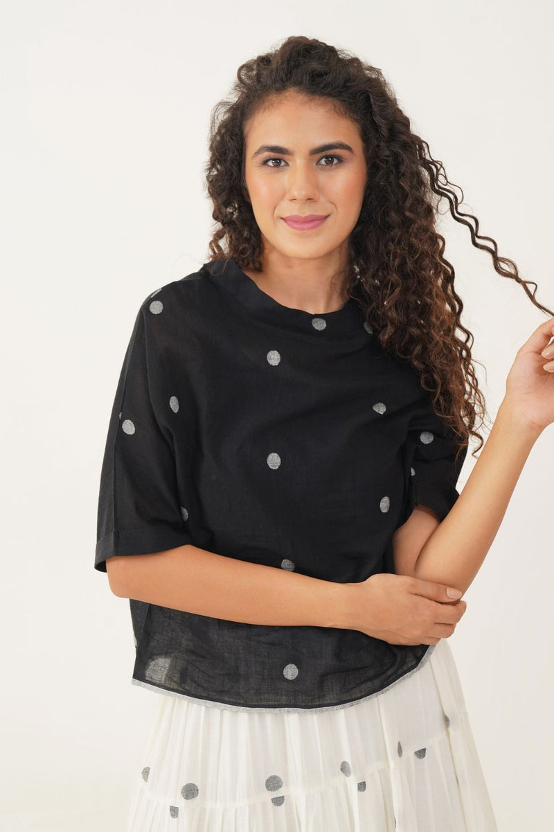 PALM TOP 100% cotton by Indigo Dreams in black color for women Worldwide