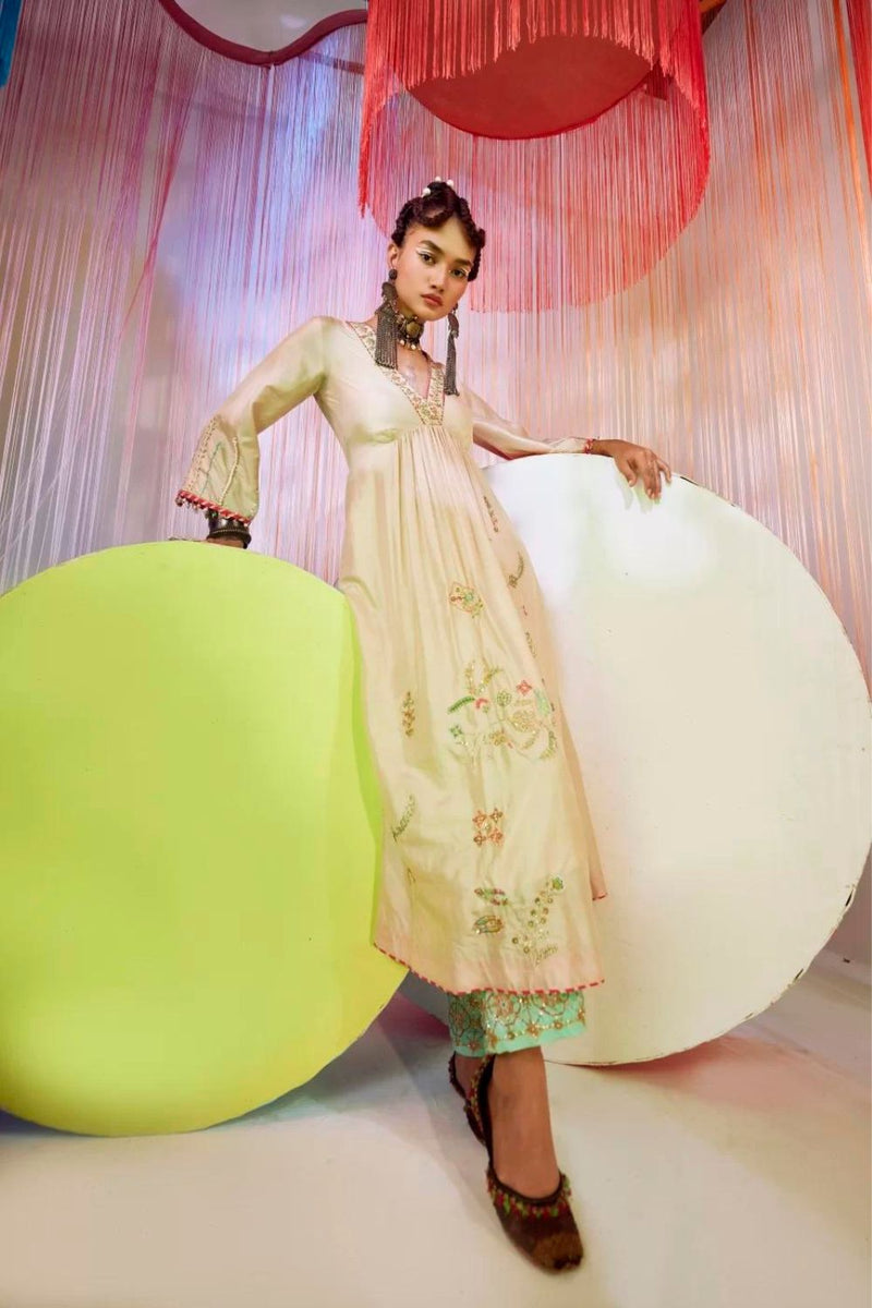 IVORY JAAL SILK KURTA SET Kurta Sets by Rajiramniq for women Worldwide