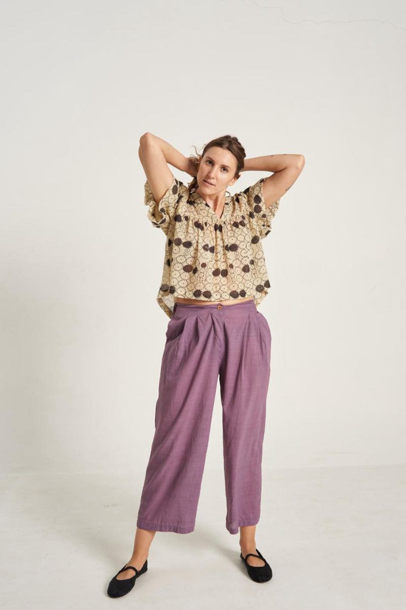 Radiant Orchid Summer Pant cotton by World of Crow in purple color for Worldwide
