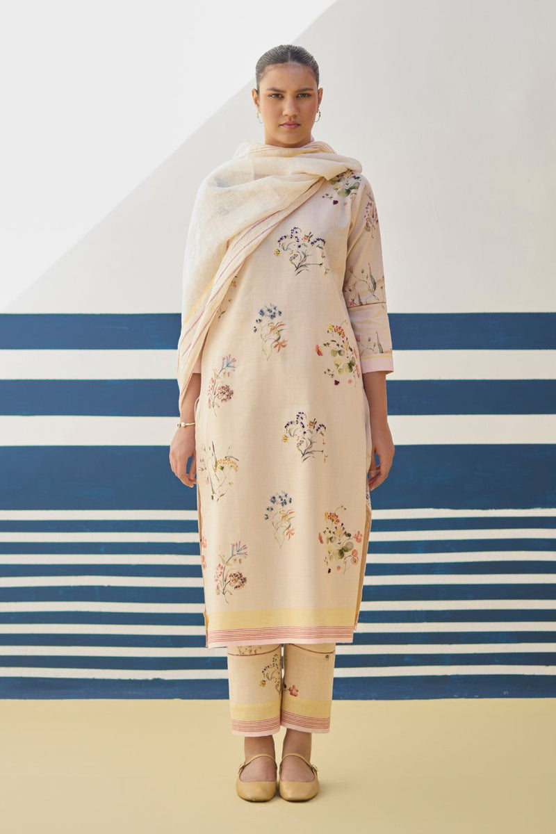 Kera Floral Embroidered Kurta Set
 - Sand by Manan in natural color for women Worldwide