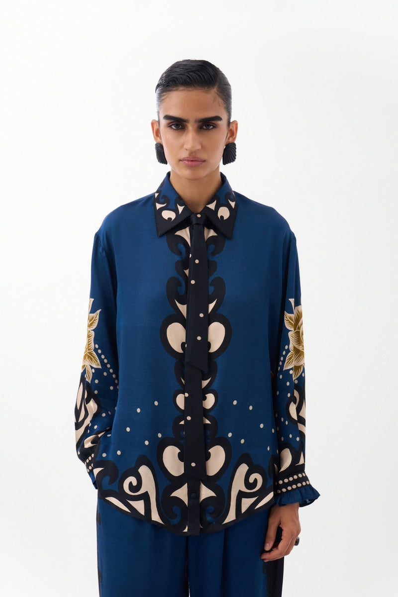 Iris Shirt-Old Rose viscose Shirt by NOIB in multi-color for women Worldwide