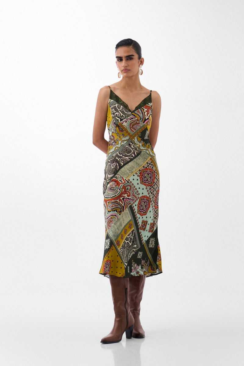 Liza Midi-Mosaic viscose dress by NOIB in multi-color for women Worldwide